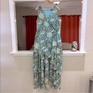 INC International Concepts Elegant Paisley Ruffle Maxi Dress Size 12 NWT